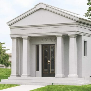 Ames family, Rock of Ages Blue Gray granite private family mausoleum